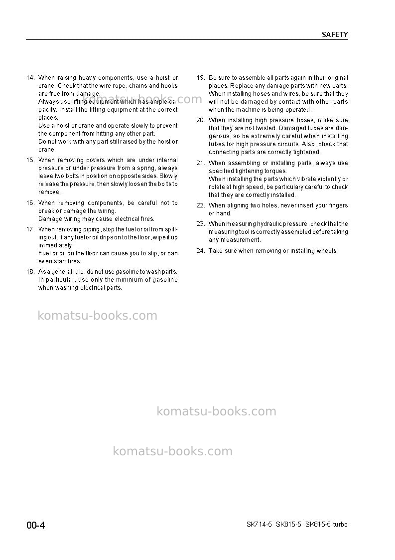 Komatsu sk815-5usa-n Repair & maintenance cover Page 6