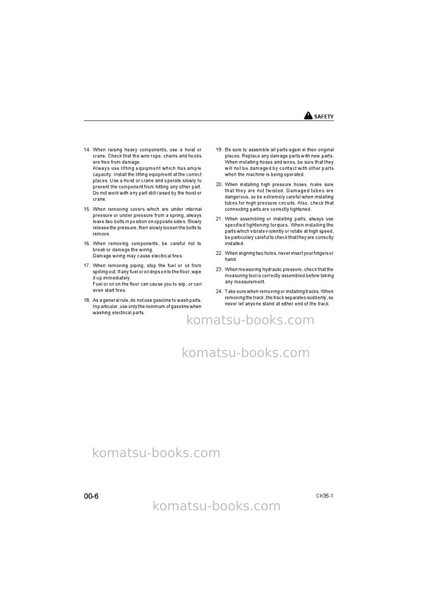 Komatsu ck35-1usa Repair & maintenance cover Page 6 Komatsu ck35-1usa Repair & maintenance cover Page 6