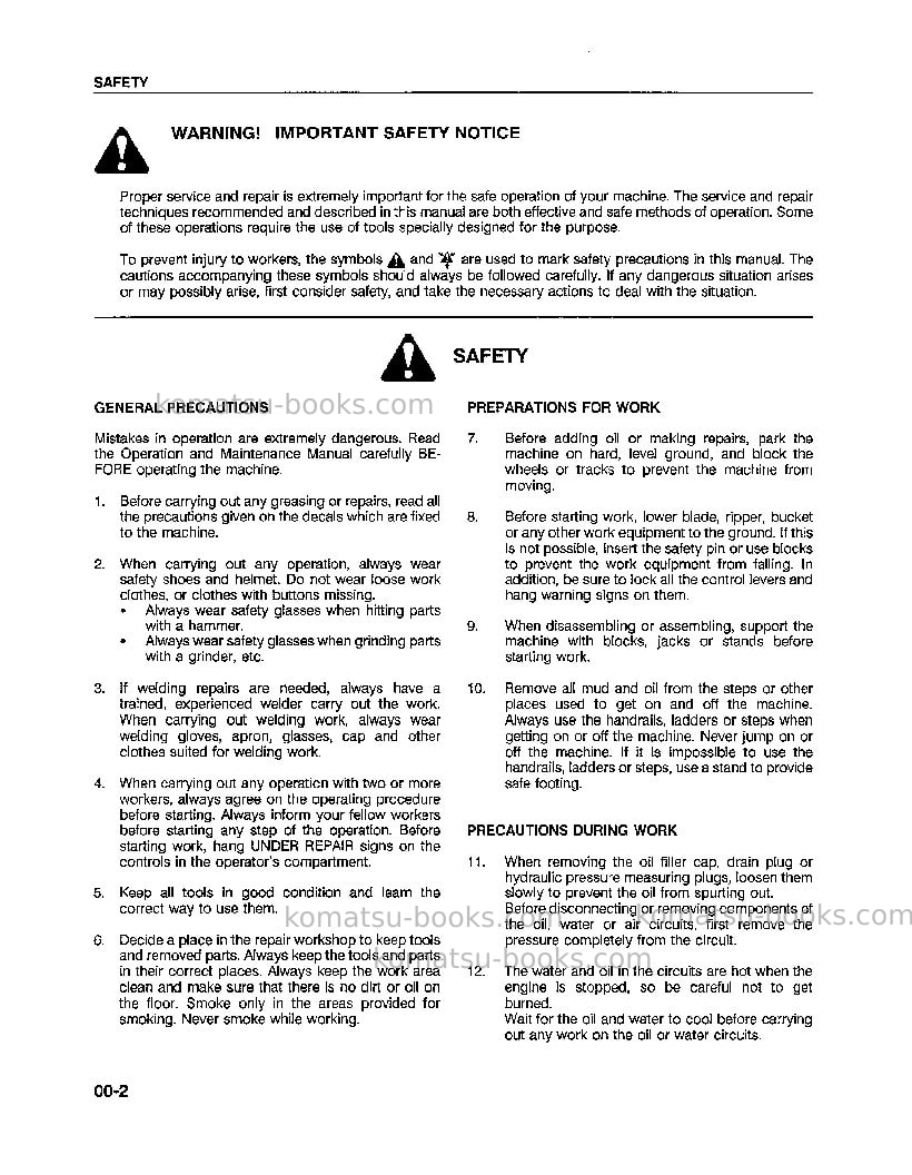 Komatsu wa120-1usa-lc Repair & maintenance cover Page 6 Komatsu wa120-1usa-lc Repair & maintenance cover Page 6