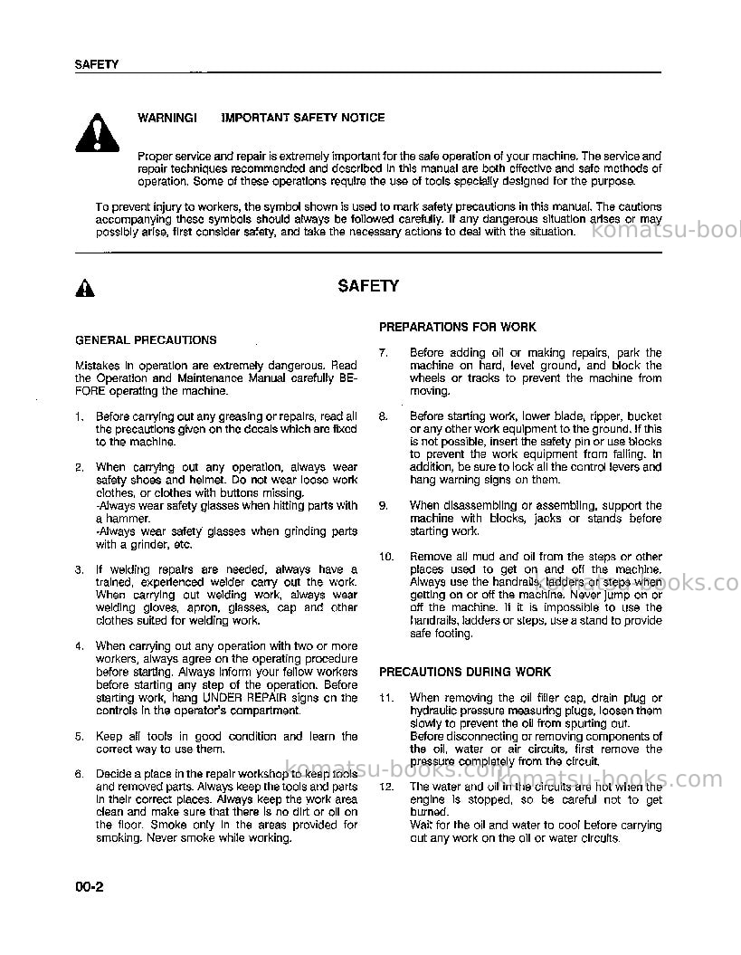 Komatsu wa250-1usa-lc Repair & maintenance cover Page 6