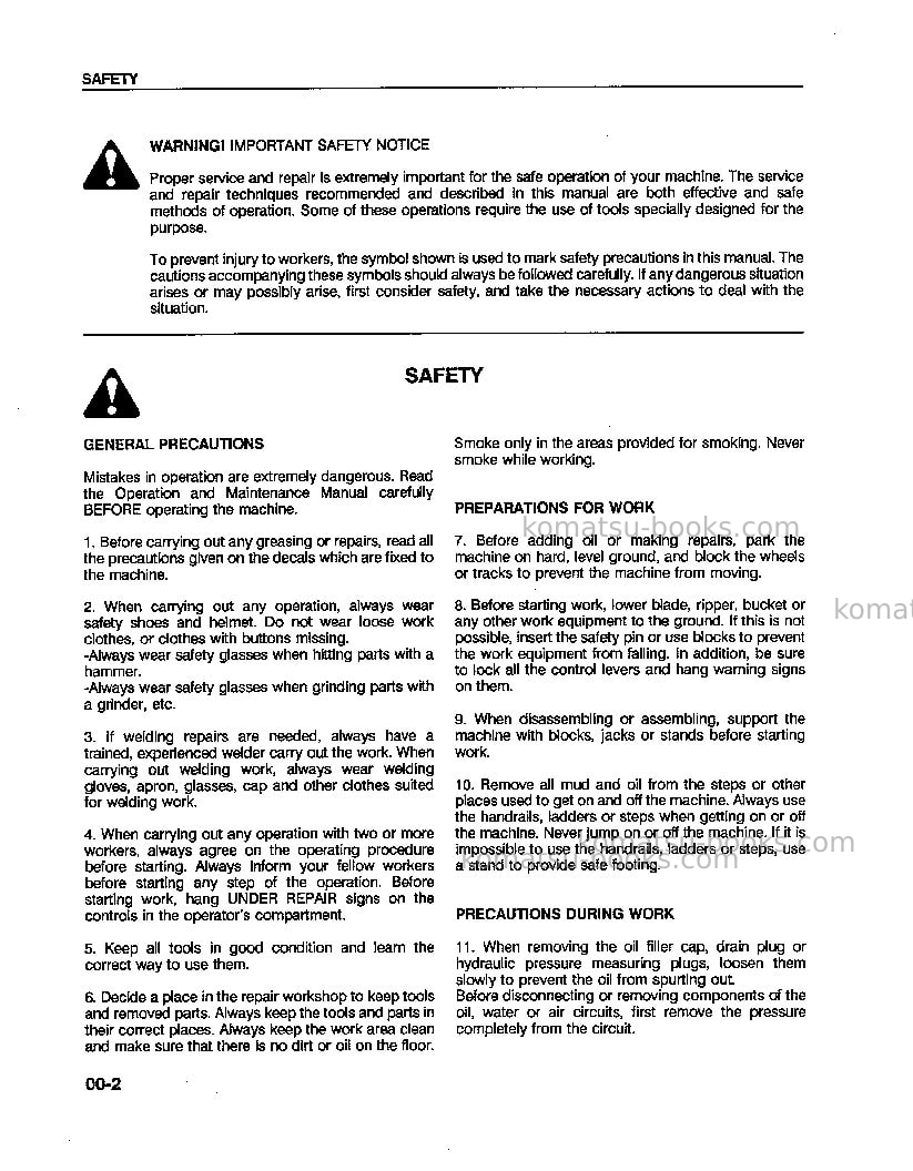 Komatsu wa450-2usa Repair & maintenance cover Page 6