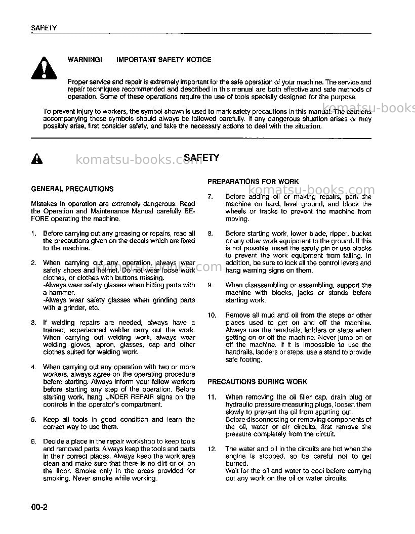 Komatsu wa600-1usa-l Repair & maintenance cover Page 6