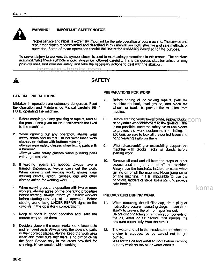 Komatsu wa600-1usa-lc Repair & maintenance cover Page 6