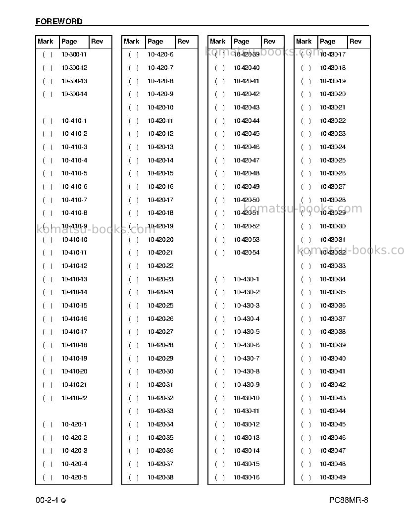 Komatsu pc88mr-8usa Repair & maintenance cover Page 6