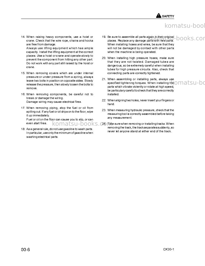 Komatsu ck30-1usa Repair & maintenance cover Page 6 Komatsu ck30-1usa Repair & maintenance cover Page 6