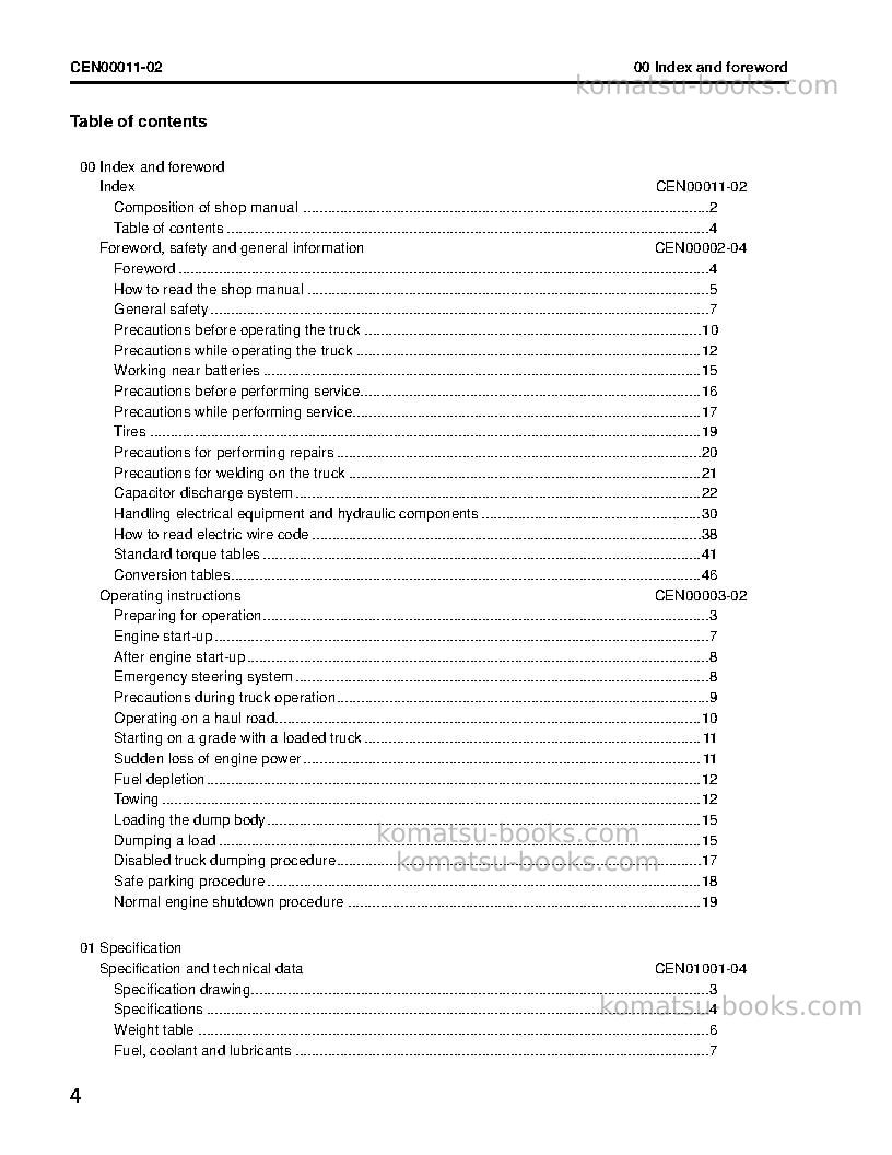 Komatsu 960e-1usa Repair & maintenance cover Page 6