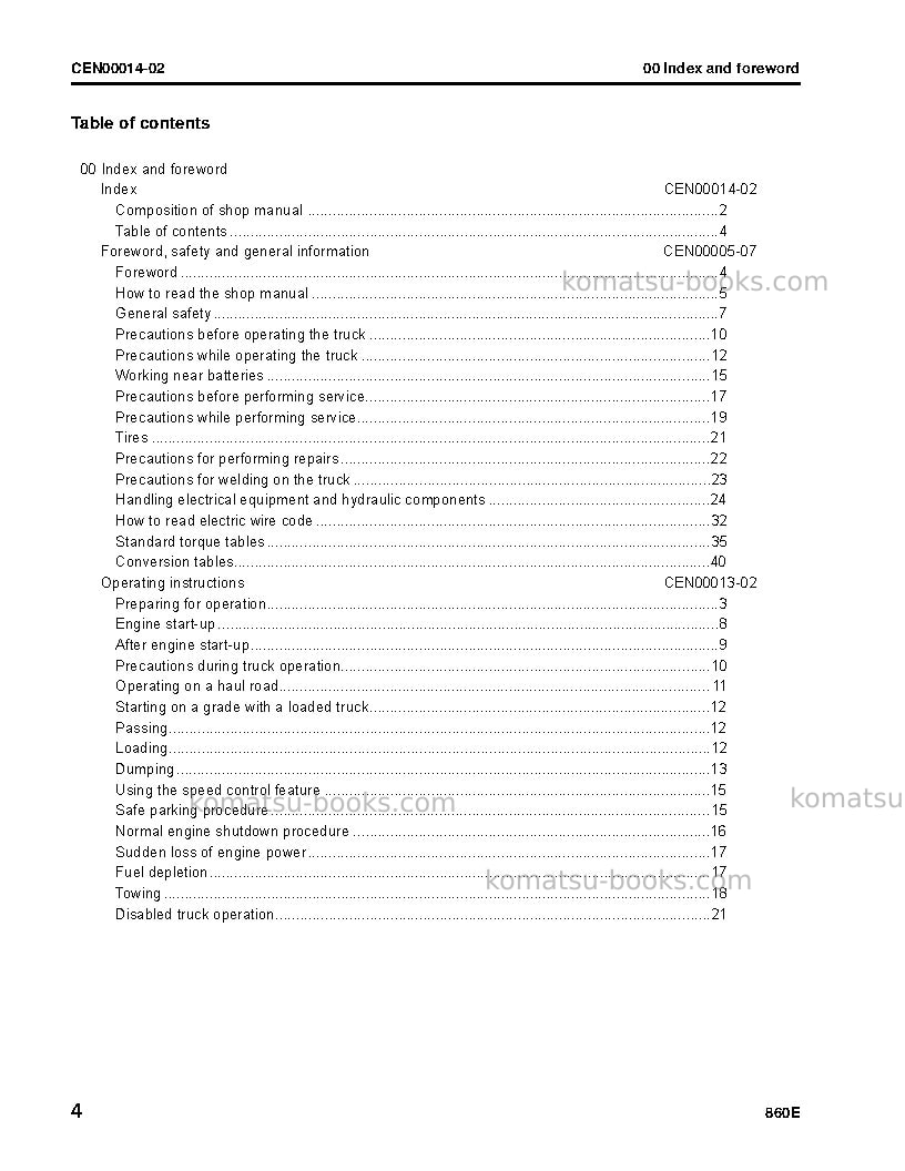 Komatsu 860e-1usa-k Repair & maintenance cover Page 6