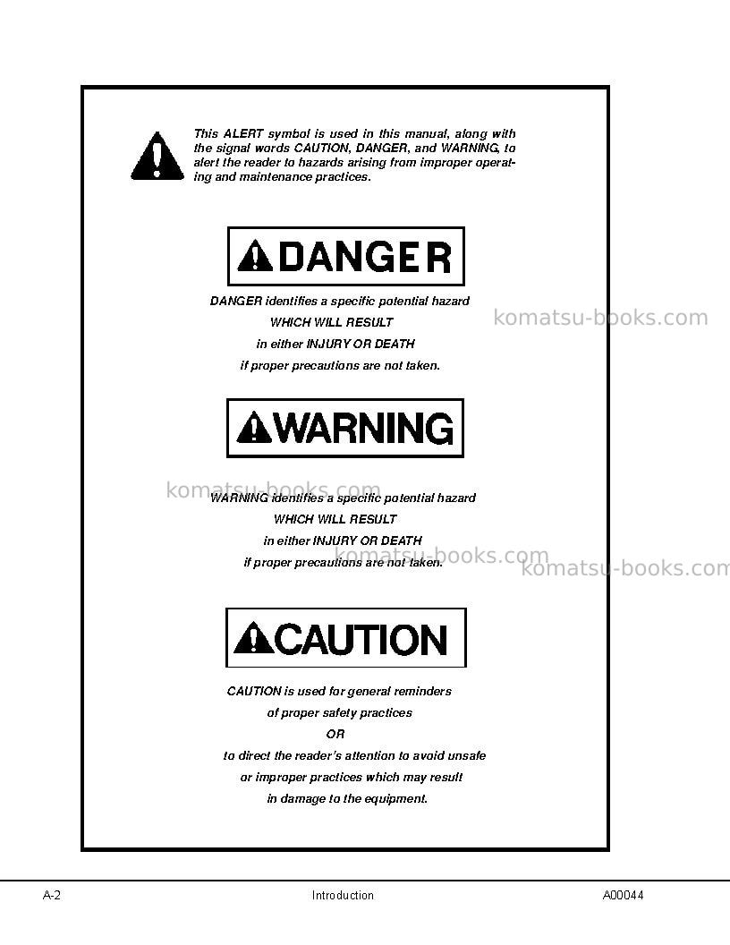 Komatsu 730eusa Repair & maintenance cover Page 6 Komatsu 730eusa Repair & maintenance cover Page 6