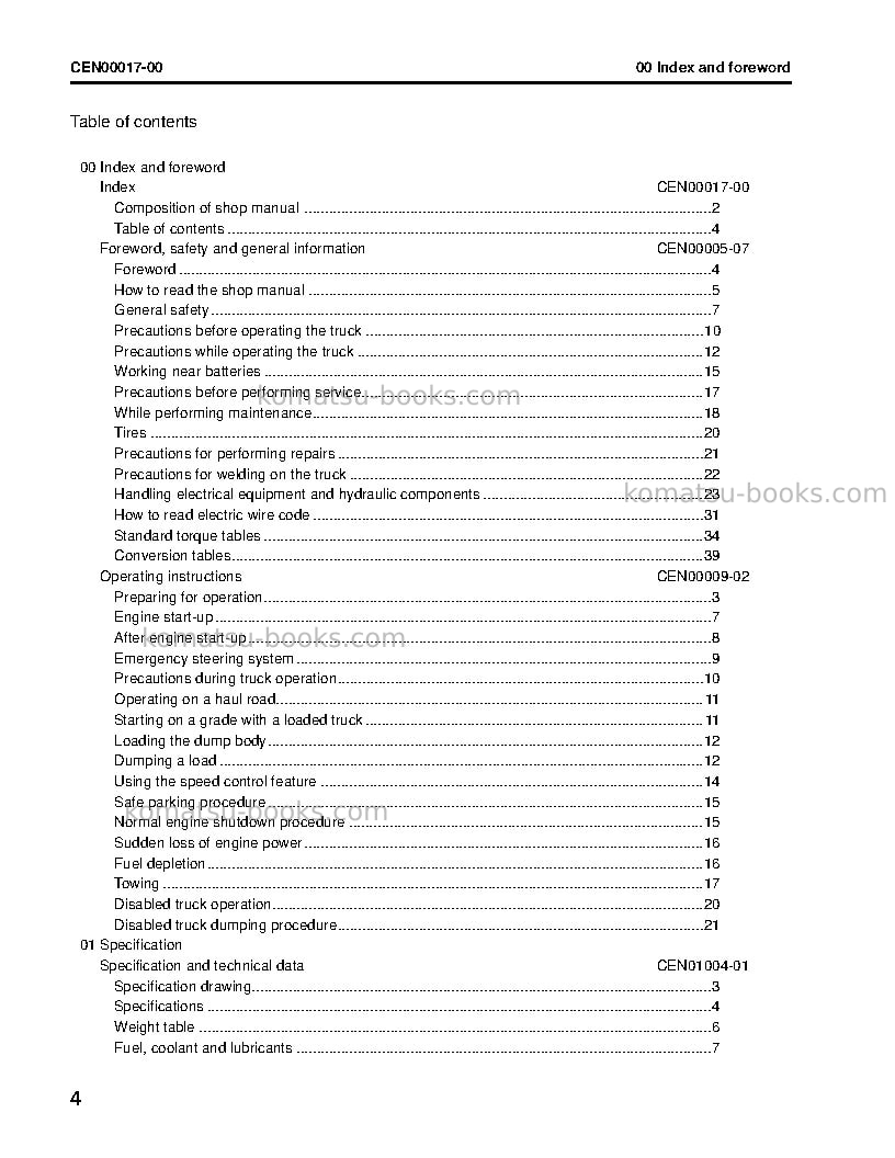 Komatsu 960e-2usa-k Repair & maintenance cover Page 6