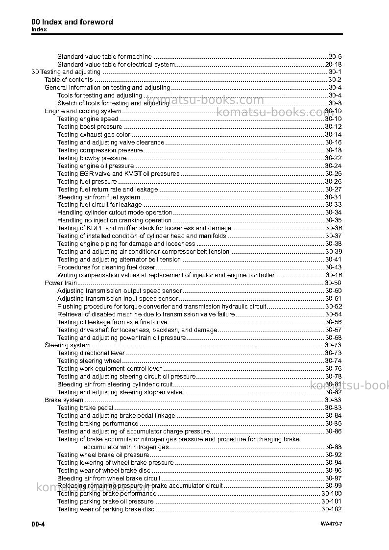 Komatsu wa470-7usa Repair & maintenance cover Page 6 Komatsu wa470-7usa Repair & maintenance cover Page 6