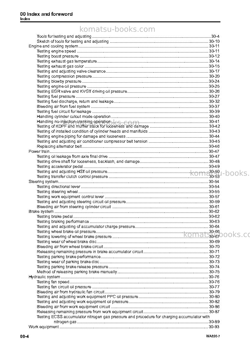 Komatsu wa320-7usa Repair & maintenance cover Page 6 Komatsu wa320-7usa Repair & maintenance cover Page 6