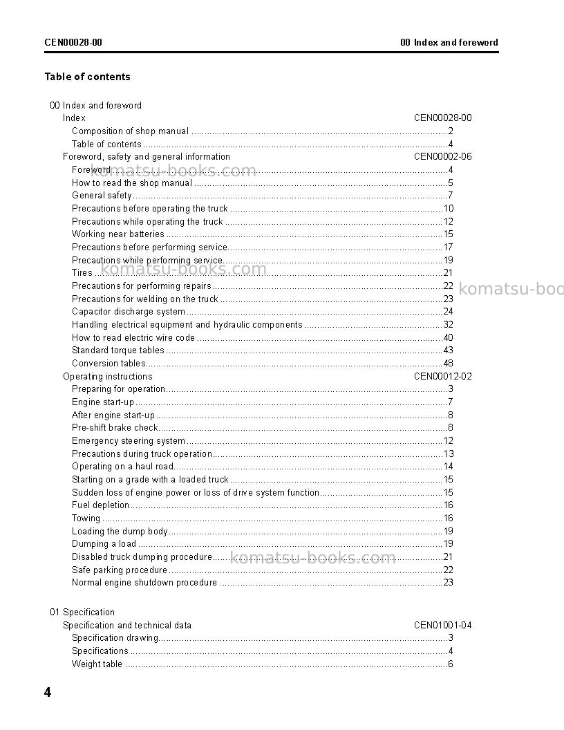 Komatsu 960e-2usa Repair & maintenance cover Page 6