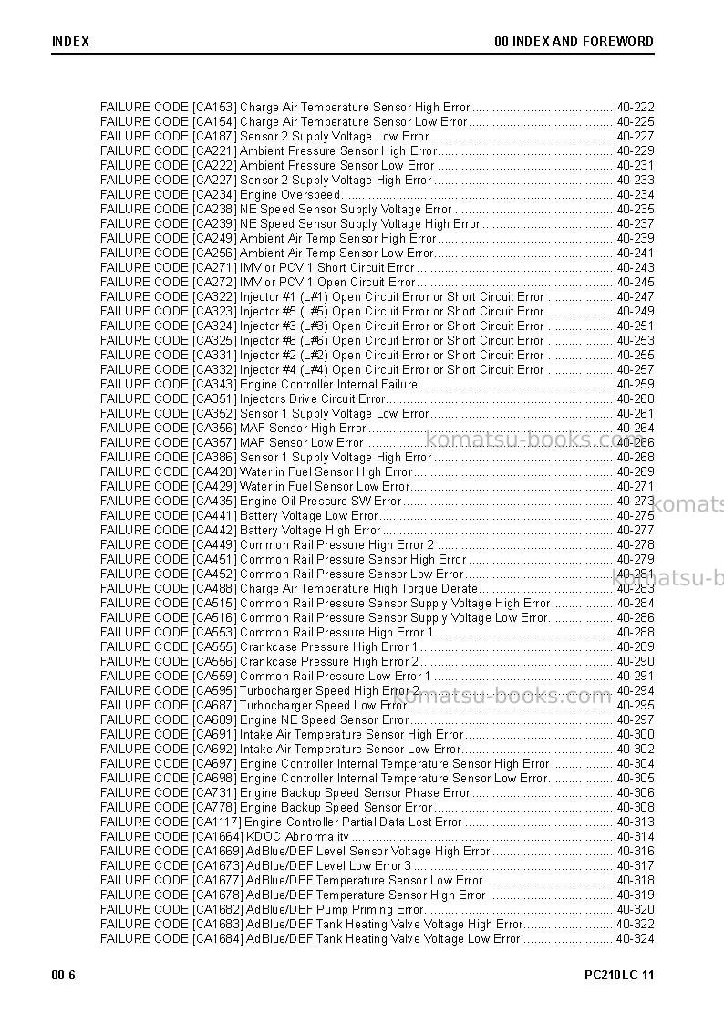 Komatsu pc210lc-11usa Repair & maintenance cover Page 6 Komatsu pc210lc-11usa Repair & maintenance cover Page 6
