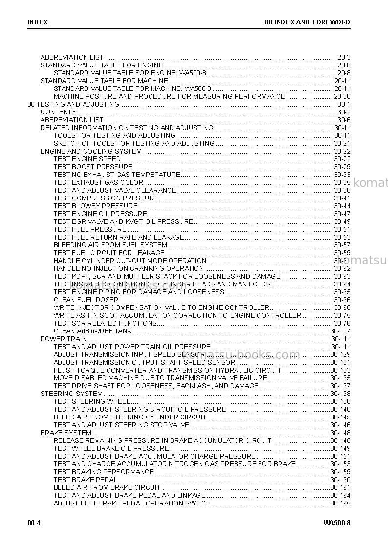 Komatsu wa500-8usa Repair & maintenance cover Page 6