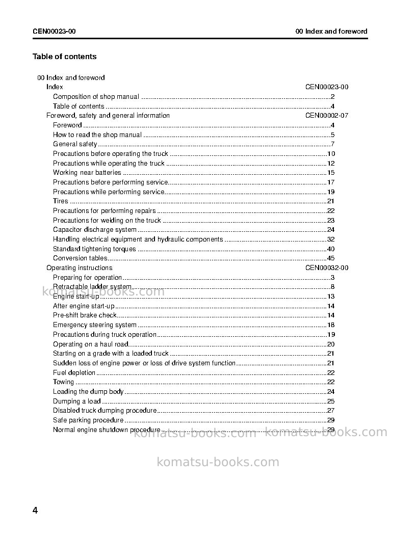 Komatsu 980e-4usa Repair & maintenance cover Page 6