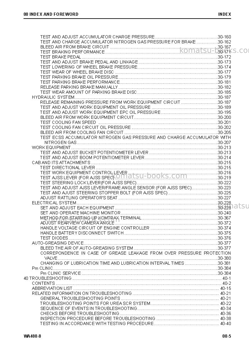 Komatsu wa480-8usa Repair & maintenance cover Page 6