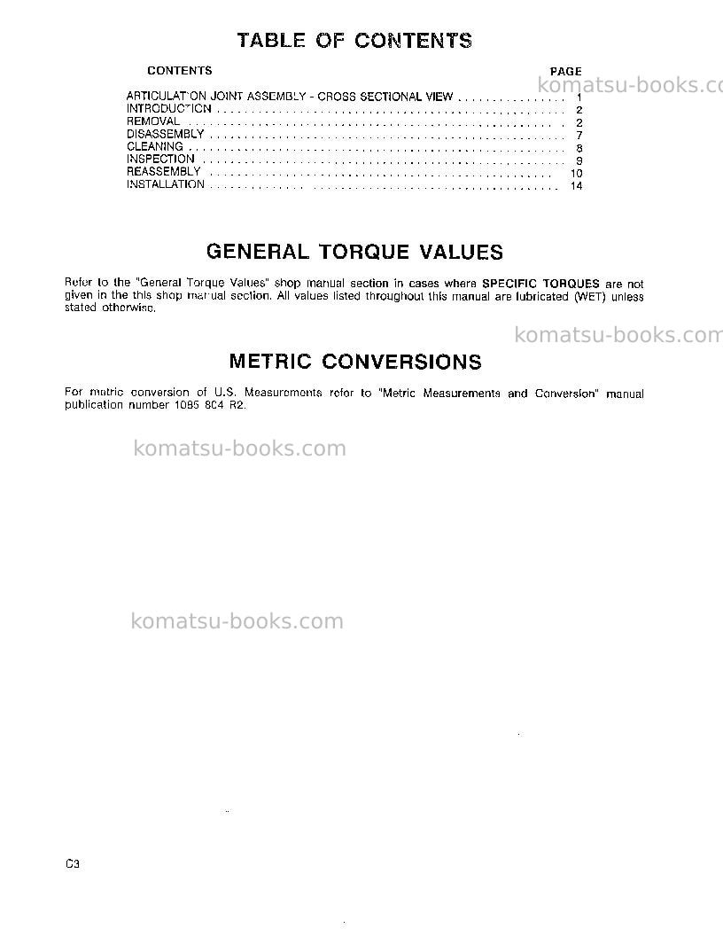 Komatsu 830 Repair & maintenance cover Page 6 Komatsu 830 Repair & maintenance cover Page 6