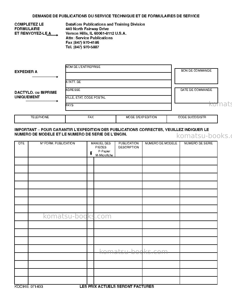 Komatsu wa250-5usa-l Manuel d'utilisation couverture Page 6 Komatsu wa250-5usa-l Manuel d'utilisation couverture Page 6