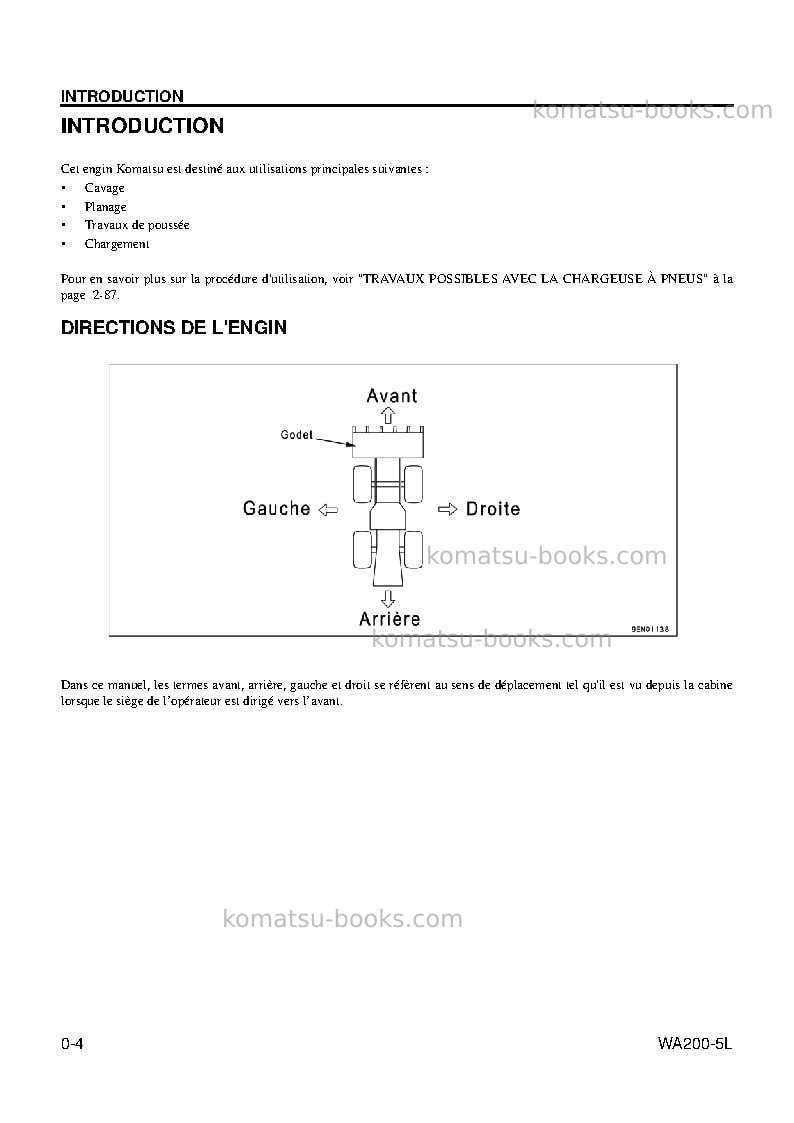Komatsu wa200-5usa-l Manuel d'utilisation couverture Page 6