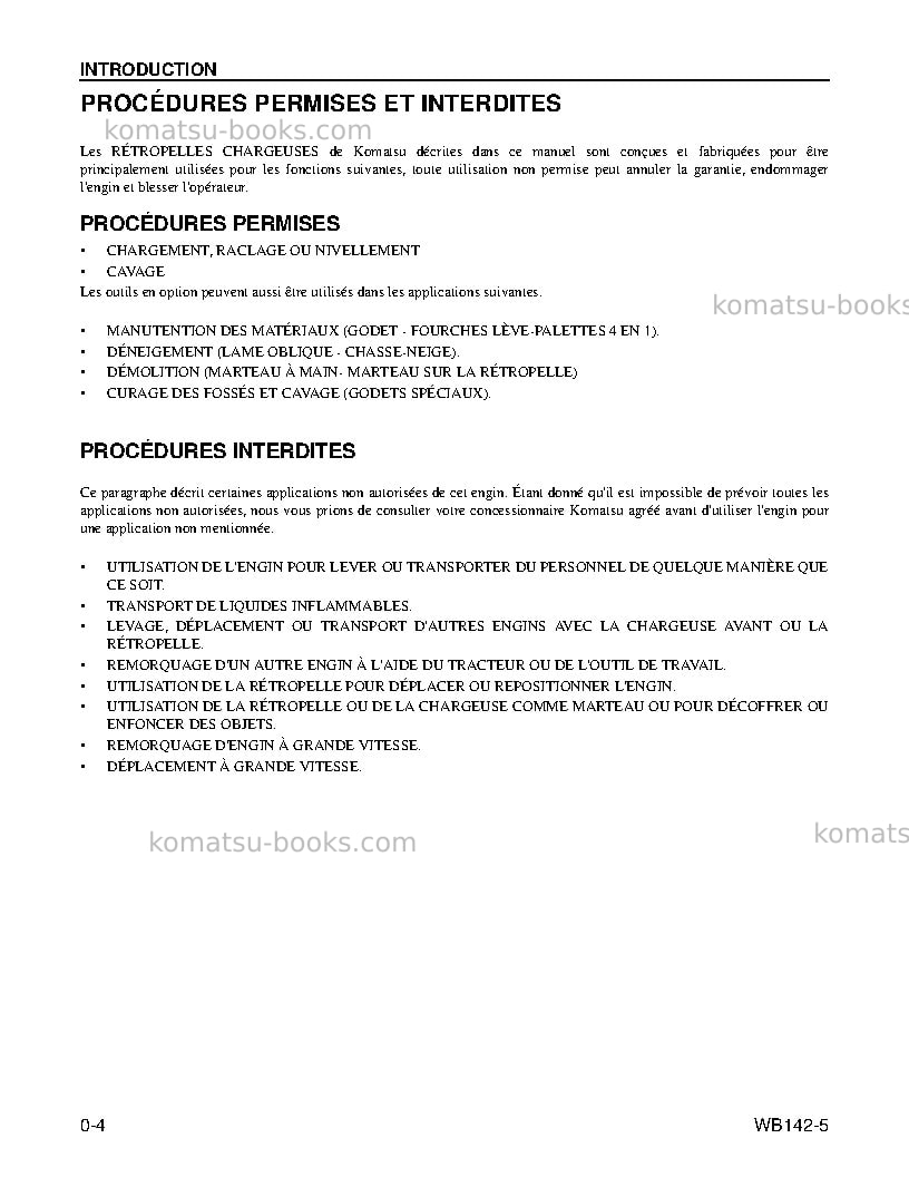 Komatsu wb142-5usa Manuel d'utilisation couverture Page 6 Komatsu wb142-5usa Manuel d'utilisation couverture Page 6