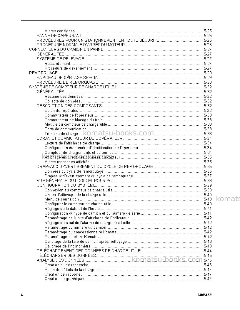 Komatsu 930e-4usa-se Manuel d'utilisation couverture Page 6 Komatsu 930e-4usa-se Manuel d'utilisation couverture Page 6