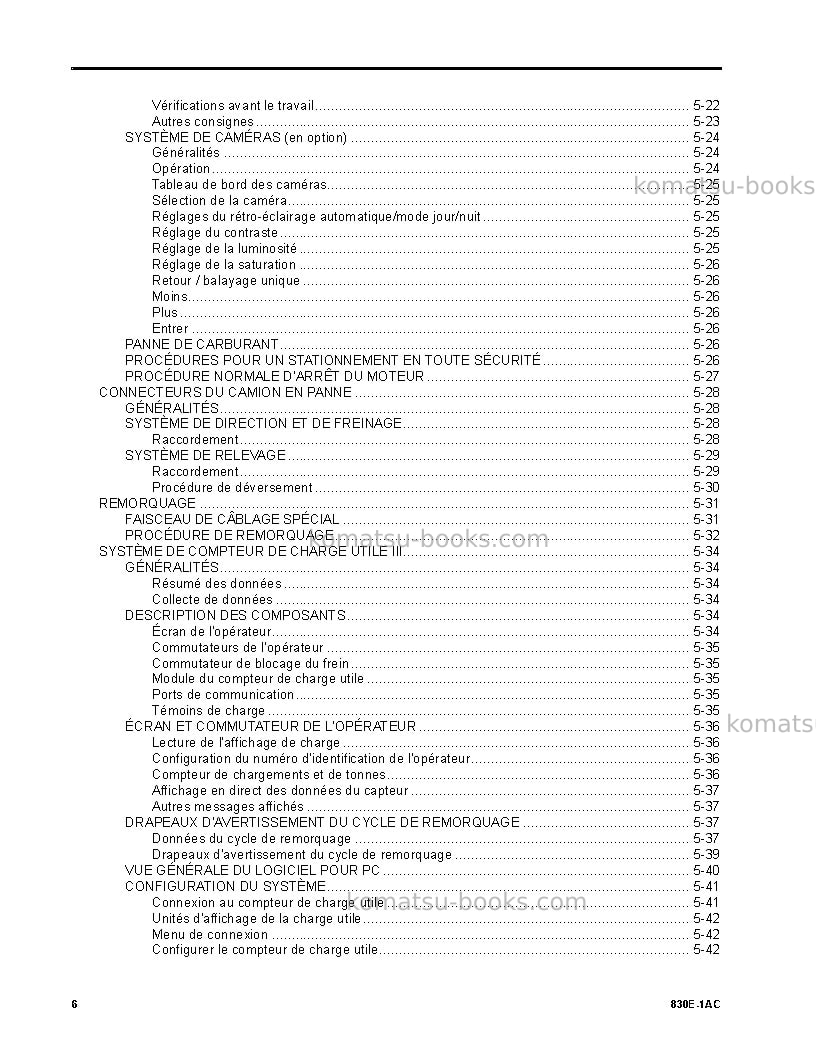 Komatsu 830e-1usa-ac Manuel d'utilisation couverture Page 6 Komatsu 830e-1usa-ac Manuel d'utilisation couverture Page 6