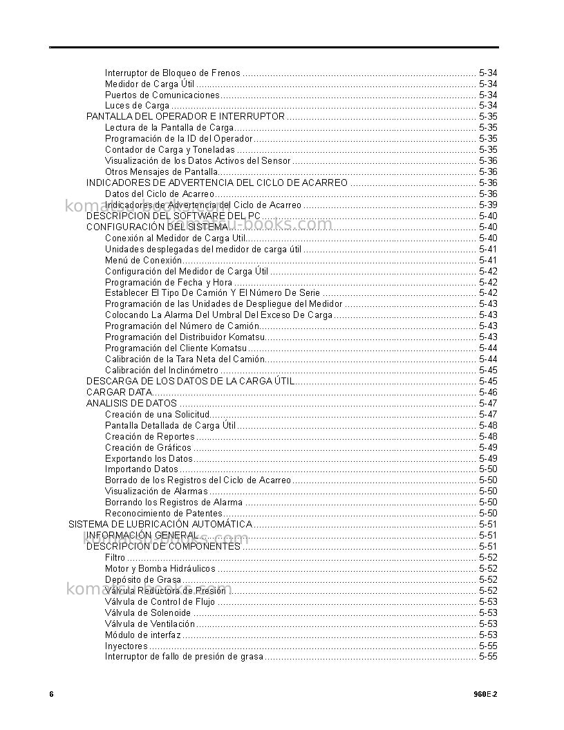 Komatsu 960e-2usa Manual de operación cover Page 6 Komatsu 960e-2usa Manual de operación cover Page 6