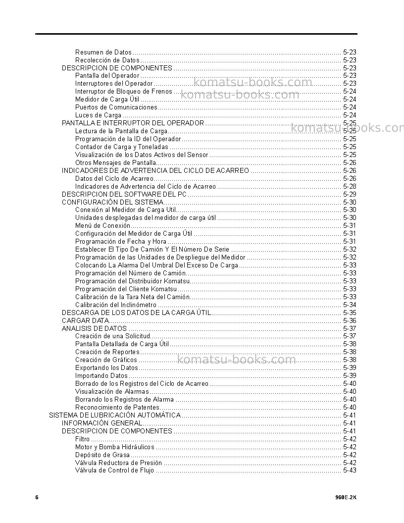 Komatsu 960e-2usa-k Manual de operación cover Page 6 Komatsu 960e-2usa-k Manual de operación cover Page 6