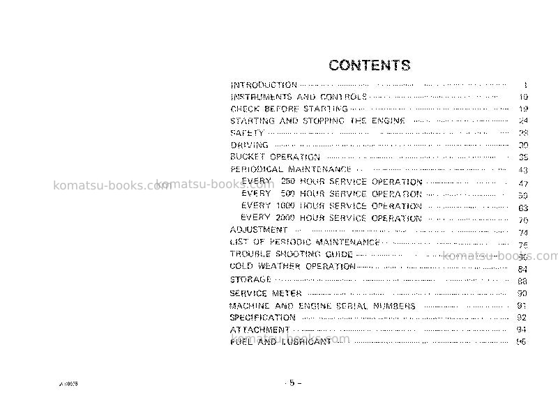 Komatsu d75s-2jpn Operation manual cover Page 6