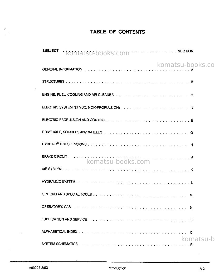 Komatsu 830eusa Repair & maintenance cover Page 6 Komatsu 830eusa Repair & maintenance cover Page 6