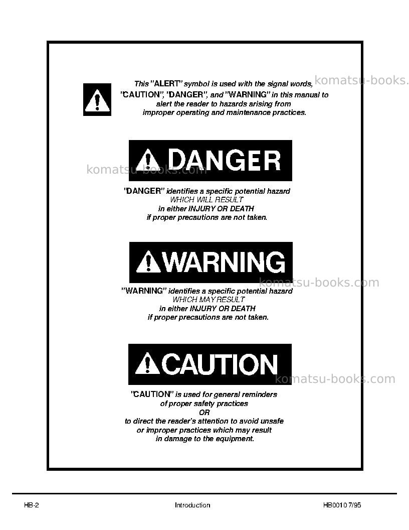 Komatsu 210musa Operation manual cover Page 6 Komatsu 210musa Operation manual cover Page 6