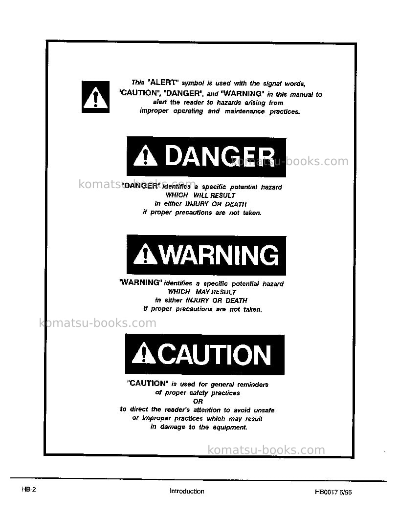 Komatsu 685eusa Operation manual cover Page 6