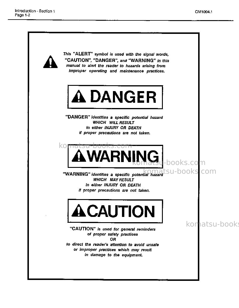 Komatsu 330musa-sa12v140z-1 eng Operation manual cover Page 6 Komatsu 330musa-sa12v140z-1 eng Operation manual cover Page 6