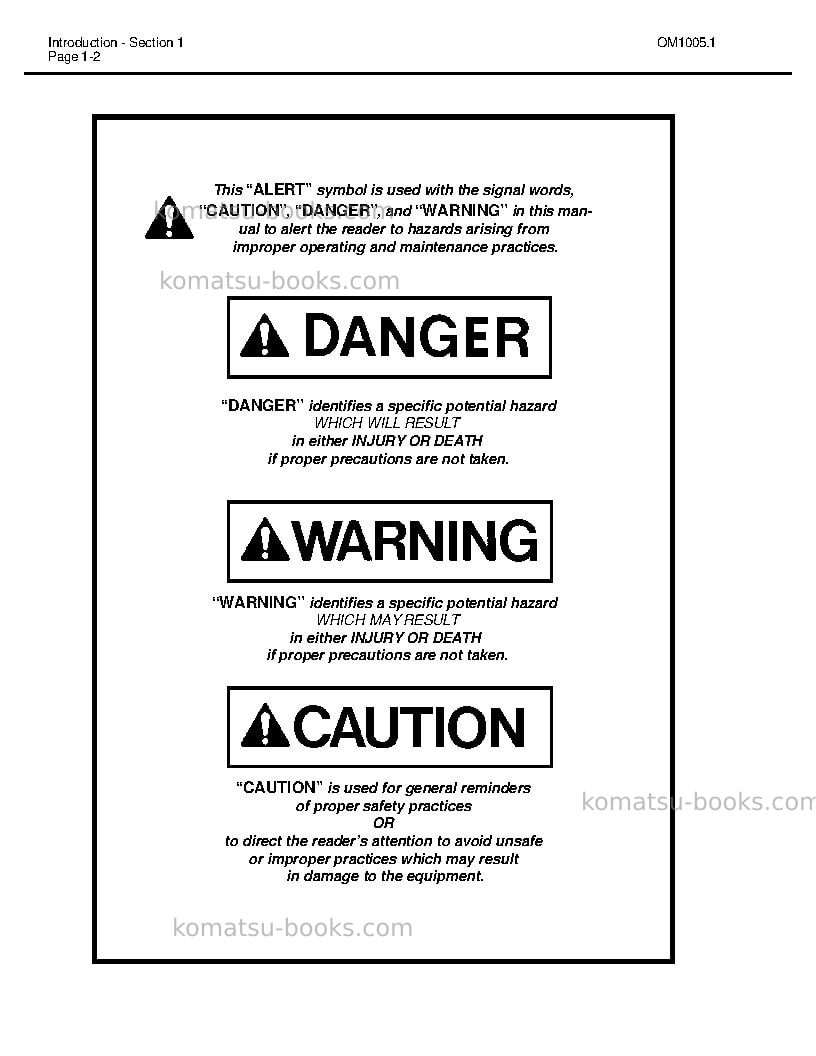 Komatsu 210musa Operation manual cover Page 6 Komatsu 210musa Operation manual cover Page 6
