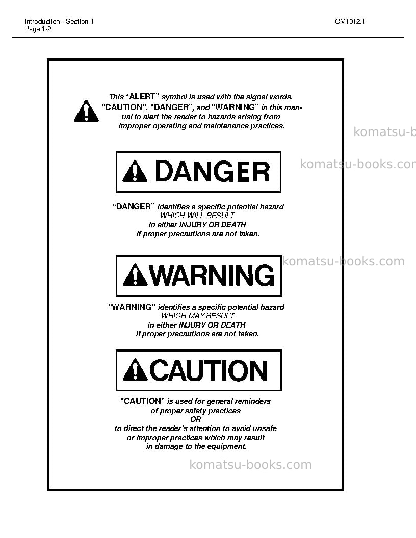 Komatsu 210musa Operation manual cover Page 6 Komatsu 210musa Operation manual cover Page 6