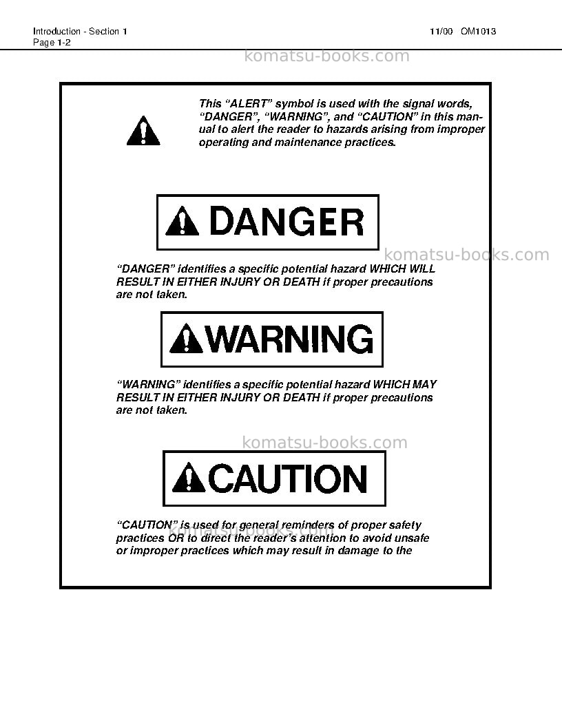 Komatsu 330musa-sa12v140z-1 eng Operation manual cover Page 6 Komatsu 330musa-sa12v140z-1 eng Operation manual cover Page 6