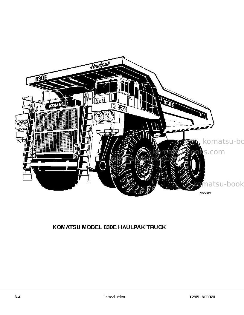 Komatsu 830eusa Repair & maintenance cover Page 6 Komatsu 830eusa Repair & maintenance cover Page 6