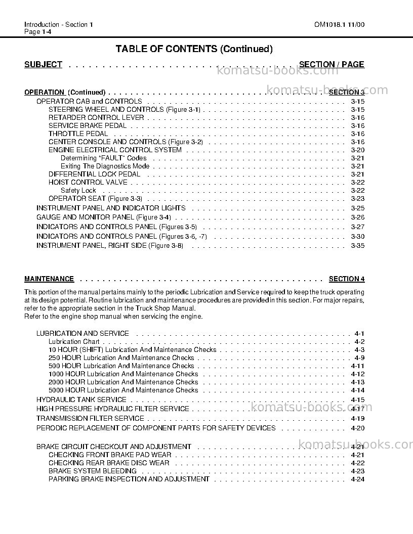 Komatsu 330musa-sa12v140z-1 eng Operation manual cover Page 6 Komatsu 330musa-sa12v140z-1 eng Operation manual cover Page 6