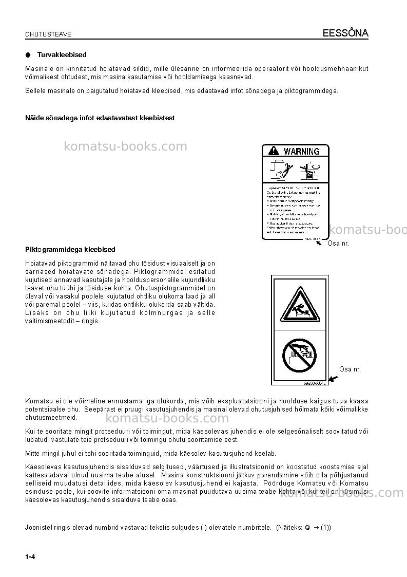 Komatsu d61ex-15bra-e0 Operation manual cover Page 6