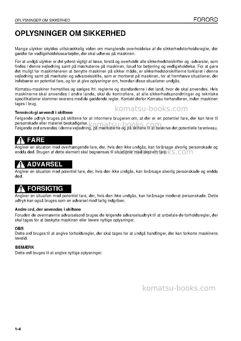 Komatsu pc09-1ita Operation manual cover Page 6 Komatsu pc09-1ita Operation manual cover Page 6