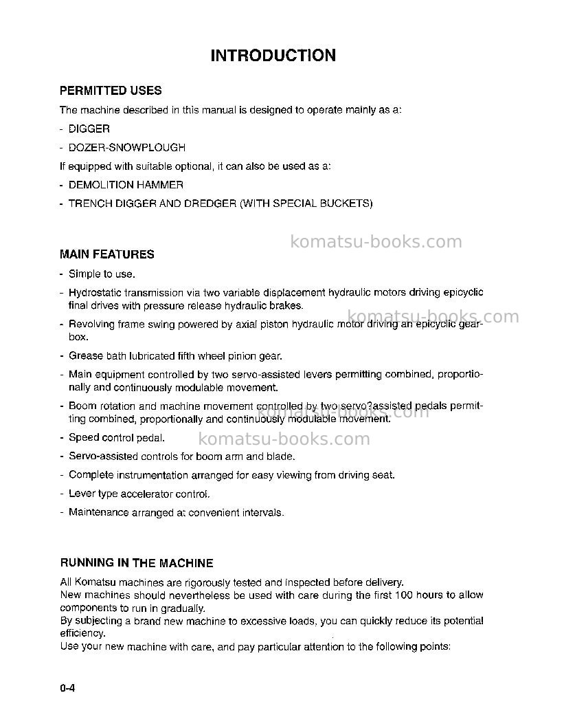 Komatsu pc95-1ita Operation manual cover Page 6