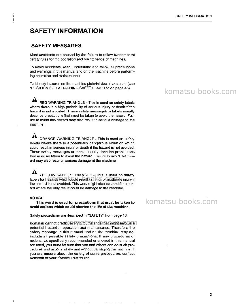 Komatsu pc210-6gbr-k Operation manual cover Page 6 Komatsu pc210-6gbr-k Operation manual cover Page 6