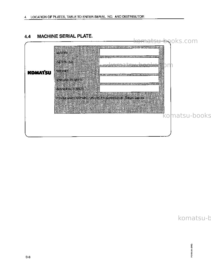 Komatsu pc150-6gbr-k Operation manual cover Page 6 Komatsu pc150-6gbr-k Operation manual cover Page 6