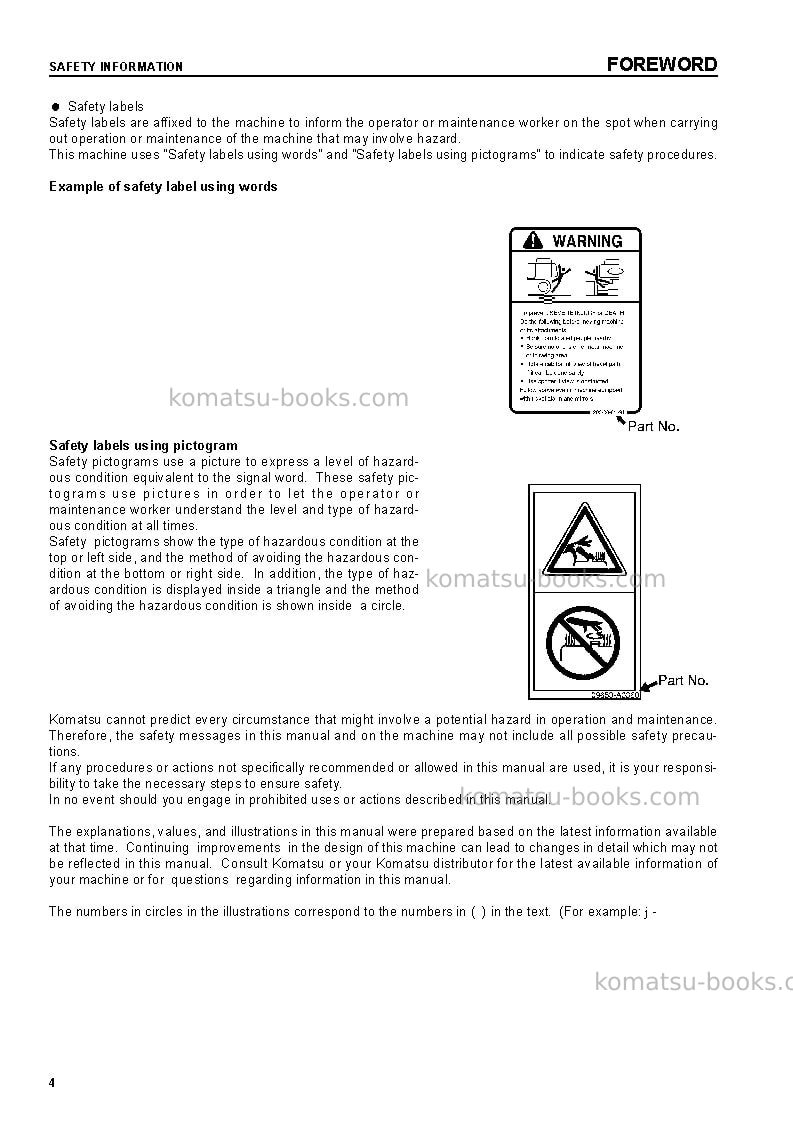 Komatsu d41p-6jpn Operation manual cover Page 6 Komatsu d41p-6jpn Operation manual cover Page 6