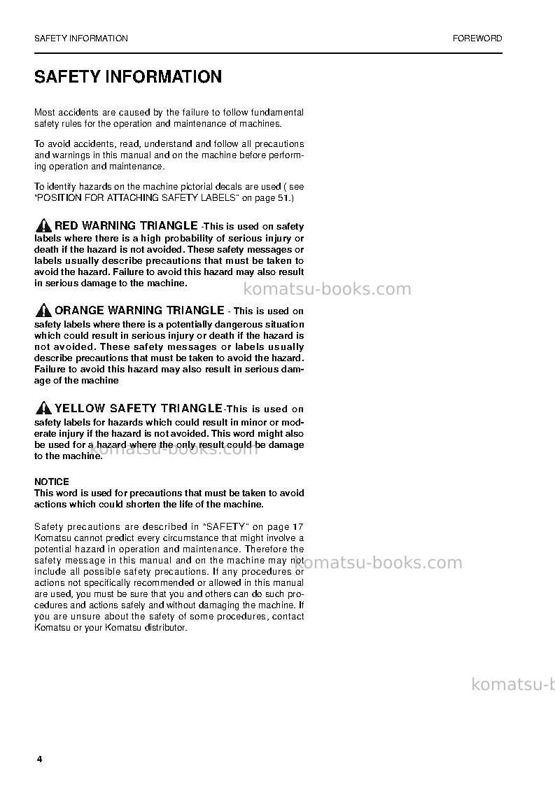 Komatsu pc750se-6gbr-k Operation manual cover Page 6