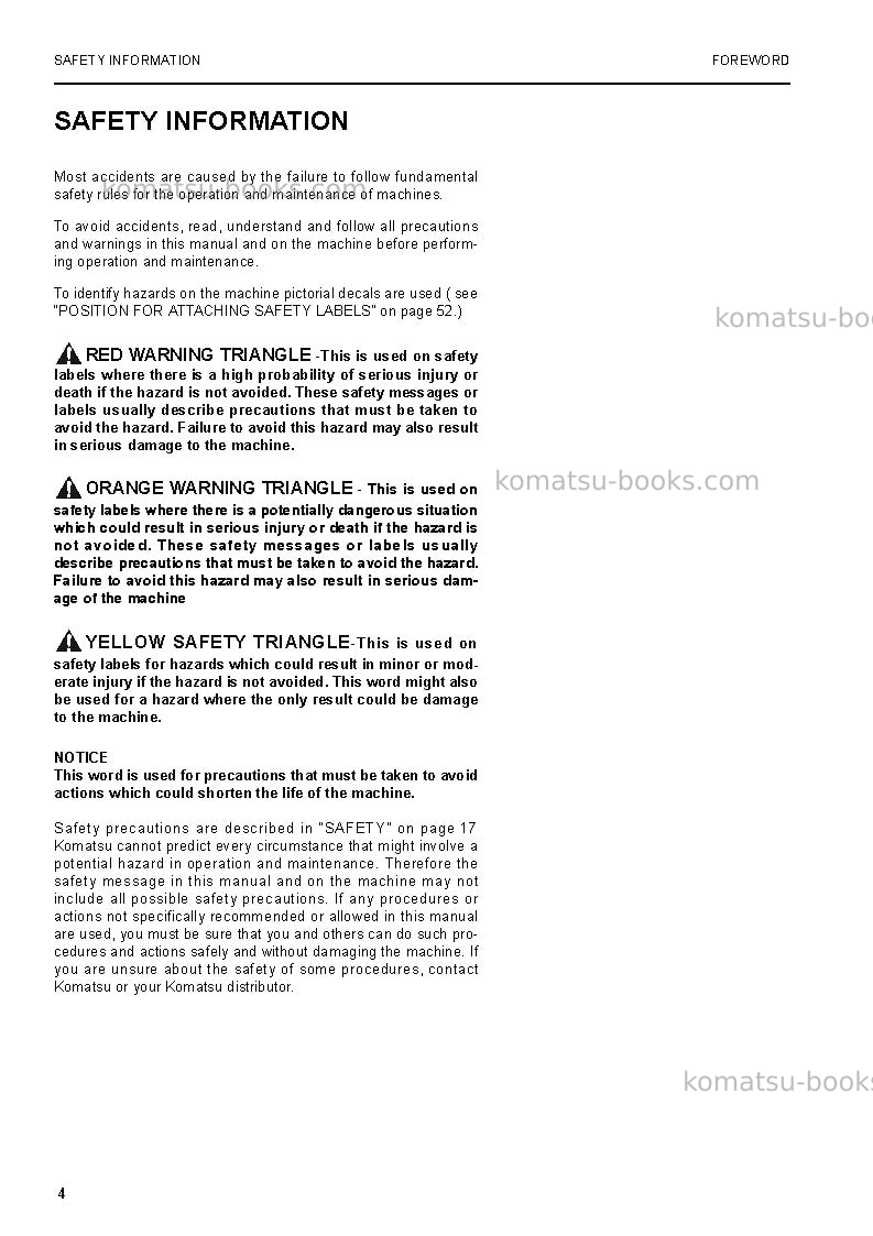 Komatsu pc750lc-6gbr-1 Operation manual cover Page 6 Komatsu pc750lc-6gbr-1 Operation manual cover Page 6