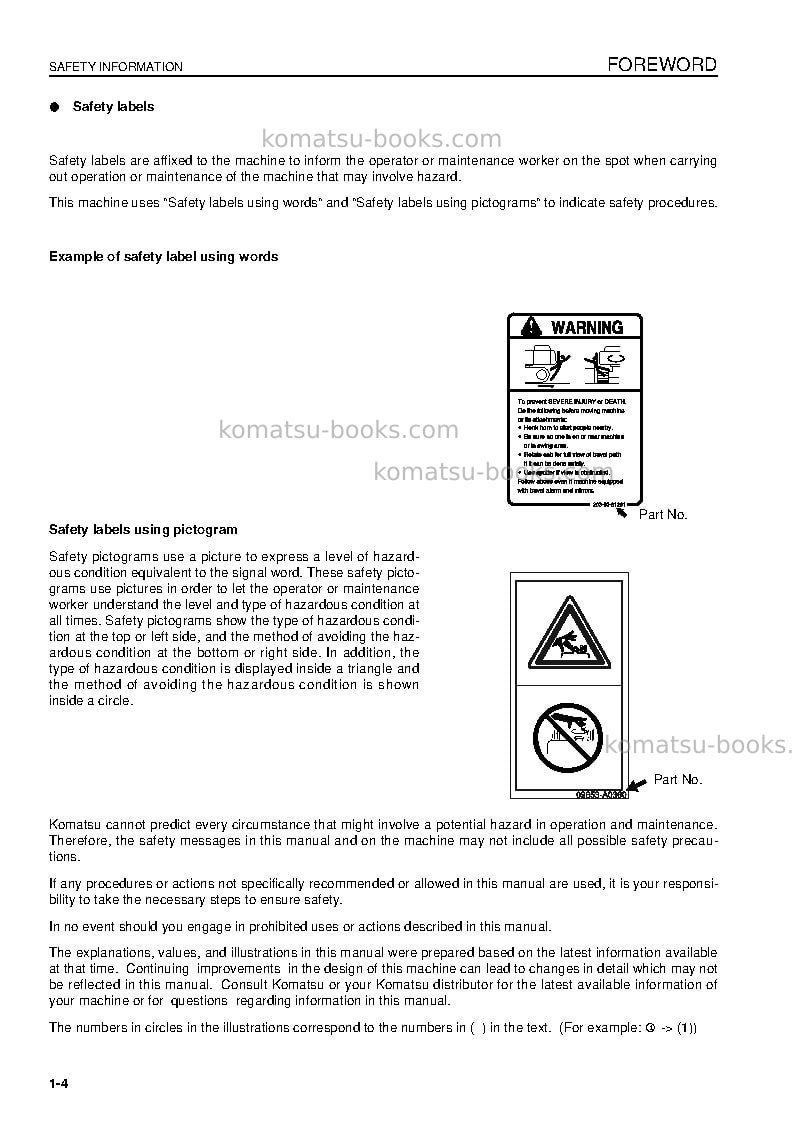 Komatsu d61ex-15bra Operation manual cover Page 6