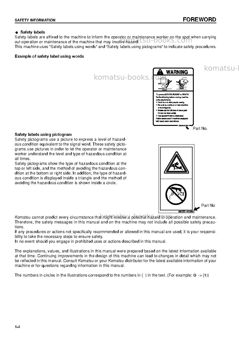 Komatsu d41e-6bra Operation manual cover Page 6 Komatsu d41e-6bra Operation manual cover Page 6