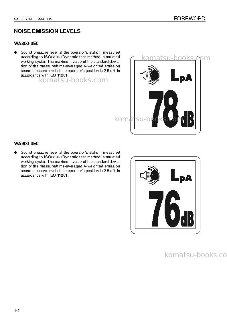 Komatsu wa800-3jpn-e0 Operation manual cover Page 6 Komatsu wa800-3jpn-e0 Operation manual cover Page 6