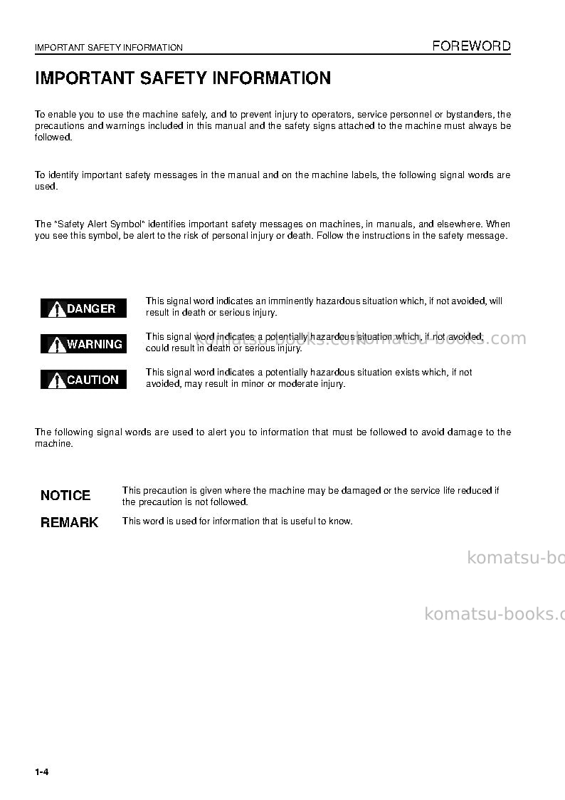 Komatsu d31px-22jpn Operation manual cover Page 6 Komatsu d31px-22jpn Operation manual cover Page 6